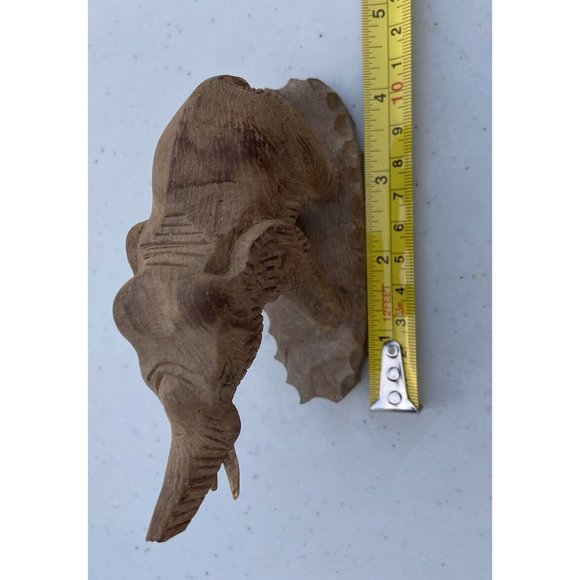 Vintage Hand Carved Wooden Elephant Statue Figurine Rare Trunk Up Good Luck - Picture 12 of 12